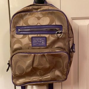 Coach Daisy Backpack With Purple Leather Trim